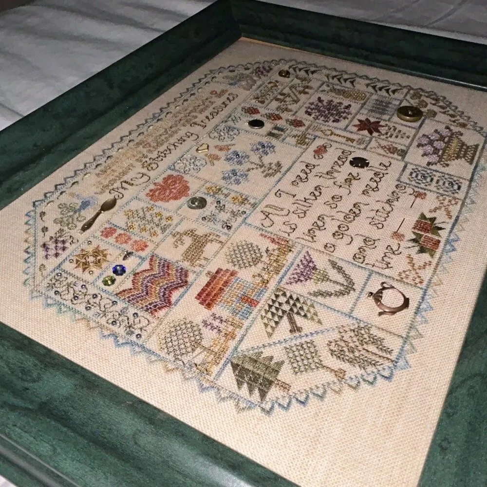 Jeanette Douglas “Spring Treasures” Finished Cross Stitch